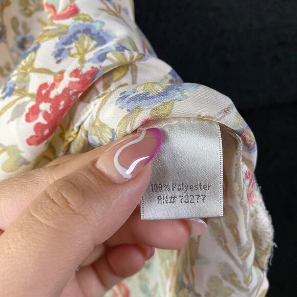 Lauren Conrad Womens Blouse Multicolor Floral Short Cap Sleeve Flowy Small - Picture 5 of 10